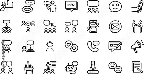 Set of flat design communication and social media icons