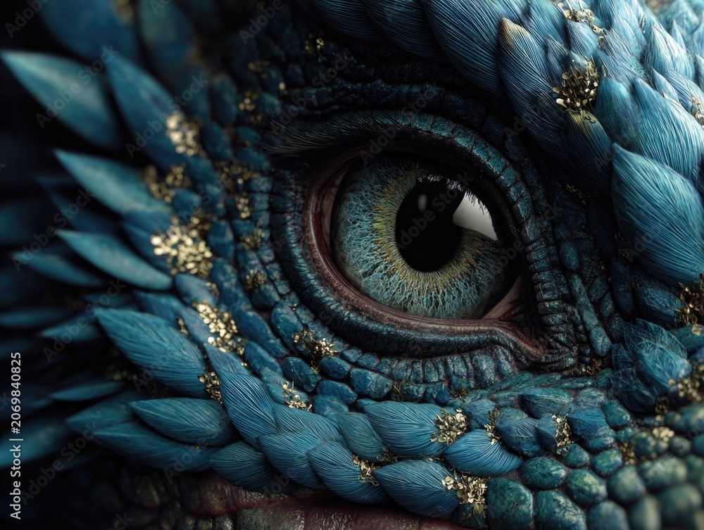 Naklejka premium Close-Up of a Fantasy Dragon Eye