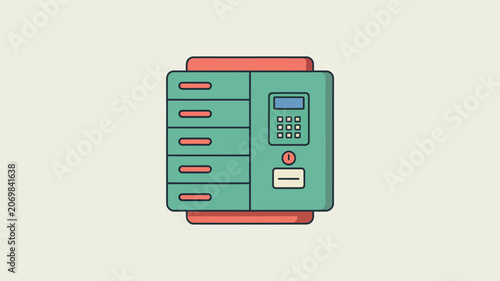 Locker storage unit features a digital keypad interface for secure access to individual compartments in a modern facility.