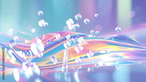Holographic iridescent liquid abstract fantasy background loop
