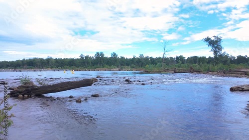 Footage of the Nepean River flowing over rocks after running over the Penrith Weir near the Western Sydney city of Penrith in New South Wales, Australia