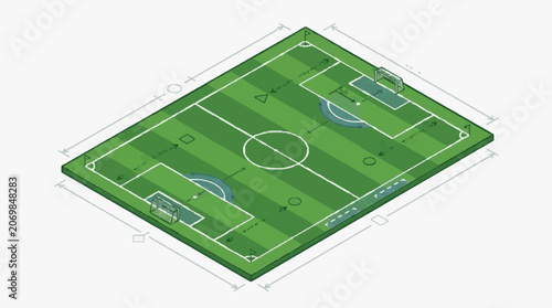 Obraz na plátne 3D Soccer Pitch Field Layout.