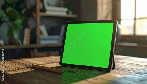 Green screen on a tablet device.