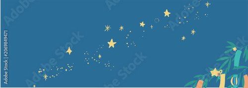 七夕デザイン用 竹・笹・短冊・星のベクター素材セットJapanese Tanabata Festival Bamboo Decoration Vector Illustration Set
