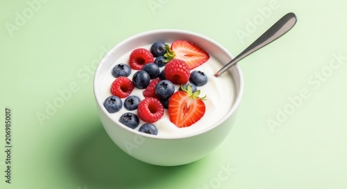 Fresh fruit and yogurt breakfast bowl.