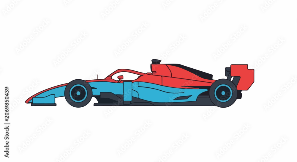 Naklejka premium A sleek, blue and red racing car with a streamlined design