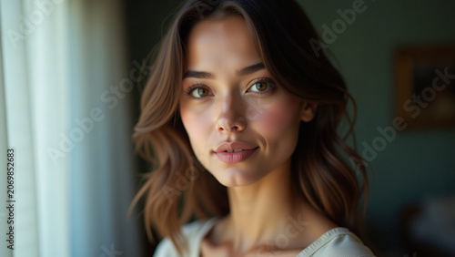 Full body portrait of iteration a young beautiful woman ar beautiful modern house creative design