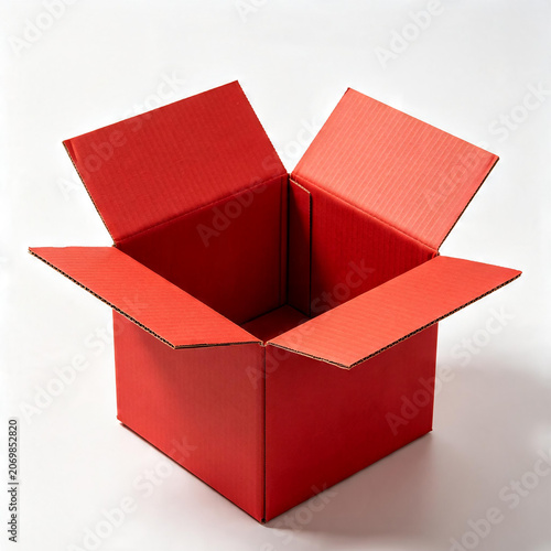 Red Shipping Package Box Isolated on White Background