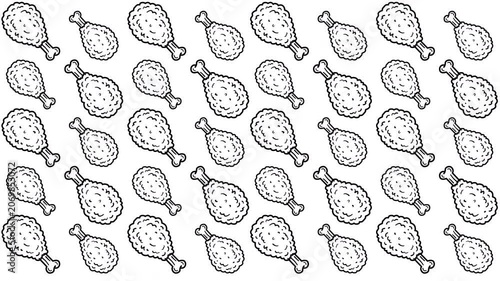 Fried chicken drumstick pattern background looping motion graphic for fast food menu design and restaurant advertising