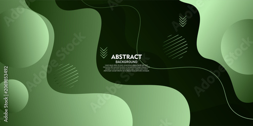 Colorful green abstract wave pattern on a dark background. Simple and trendy business banner background. Eps10 vector.