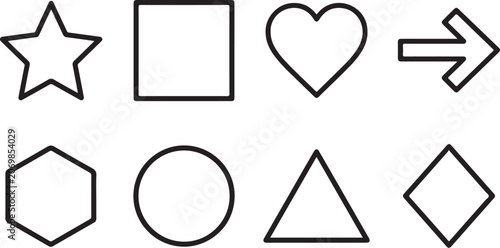 Set of eight simple geometric and symbolic vector icons