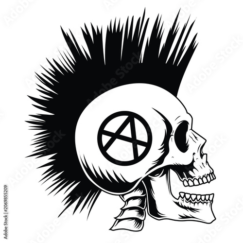 Foto Punk skull with anarchy symbol vector illustration