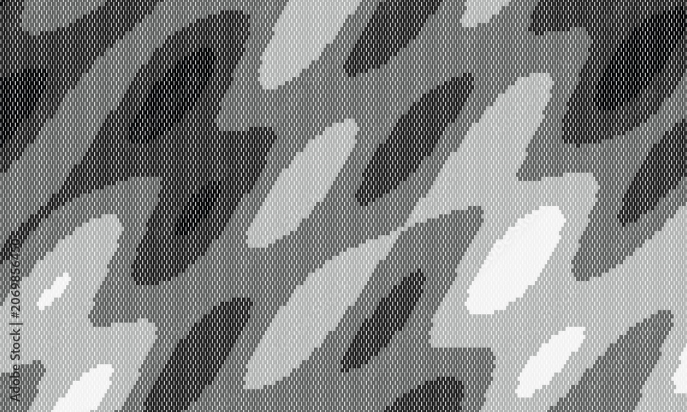 Fototapeta premium Monochromatic hexagonal pixelated organic shapes pattern abstract background, texture monochrome