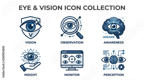 Eye and Vision Icon Collection: Vision, Observation, Awareness, Insight, Monitor, Perception