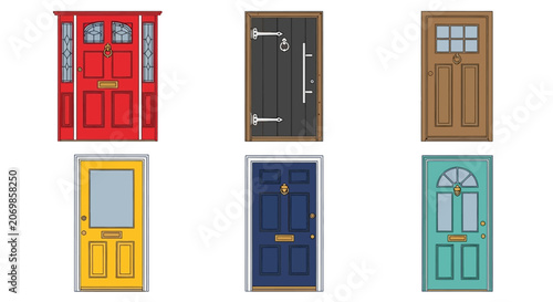 Colorful Doors Illustration Set.