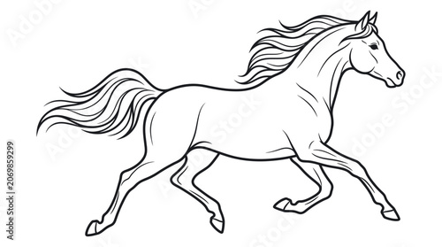 Tablou pe pânză Majestic stallion galloping in full stride with flowing mane and tail