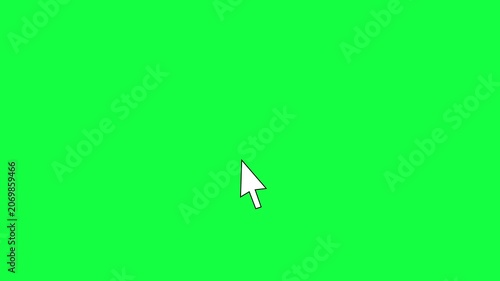 White mouse cursor arrow animation clicking on a green screen chroma key background, digital navigation, user interface, web browsing, or internet search