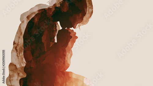 Abstract Silhouette of a Pregnant Woman in Warm Earthy Tones