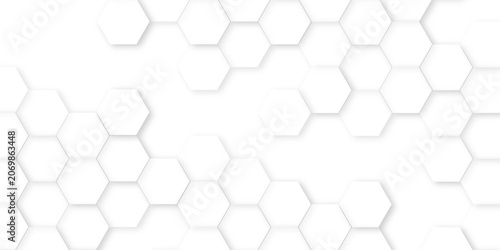 Abstract background with hexagons Abstract hexagon polygonal pattern background vector.  Futuristic abstract honeycomb mosaic white background. Hexagonal white hexagons honeycomb wallpaper. 