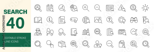 Canvastavla Search and Magnifying glass icon set