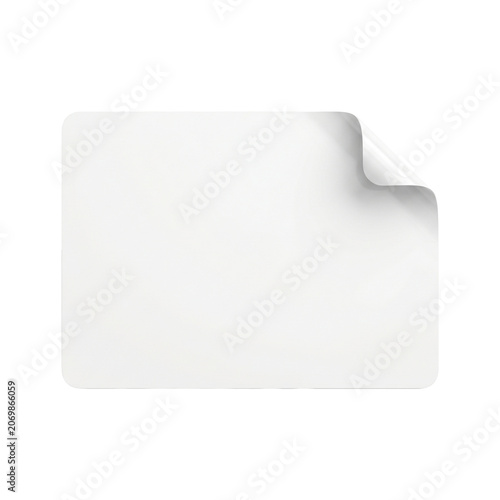 Blank Single Layer Rounded Rectangle Sticker Mockup Isolated on White Background