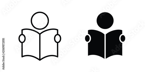Photos Book open reader icon graphics, editable stroke linear icon, eps 10