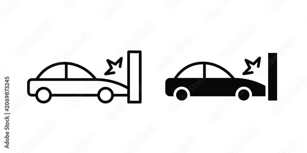 Obraz premium Car crash icon graphics, editable stroke linear icon, eps 10