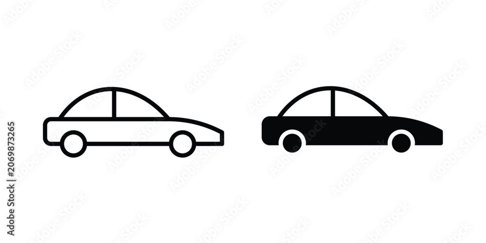 Fototapeta premium Car side view icon graphics, editable stroke linear icon, eps 10
