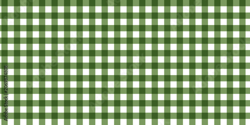 Sage green and white gingham pattern background. Classic checkered plaid fabric texture design for picnic tablecloth, wallpaper, wrapping paper, textile, and backdrop.