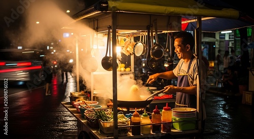 Street Food Vendor Cooking.