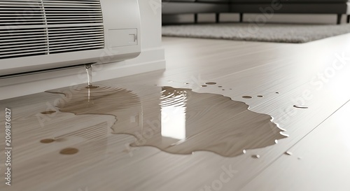 Water damage on floor.