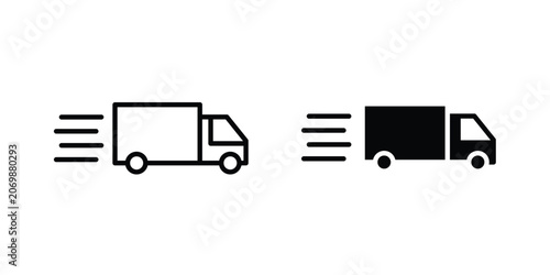 Moving truck icon graphics, editable stroke linear icon, eps 10