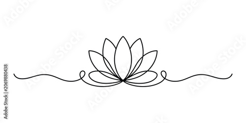 Tableau sur toile Continuous single line drawing of a lotus flower