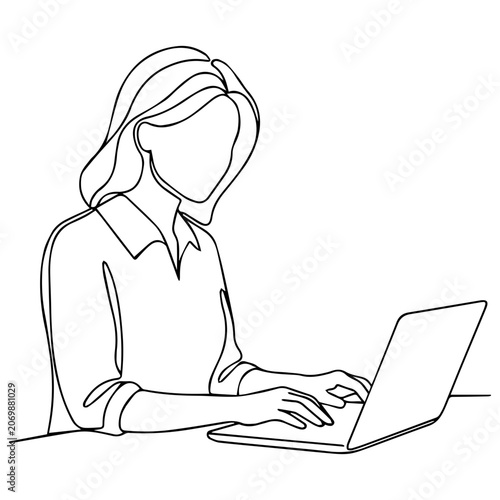 Woman Typing on Laptop