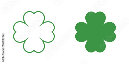 Foto Four leaf clover icons for saint patricks day and luck, lucky shamrock symbols