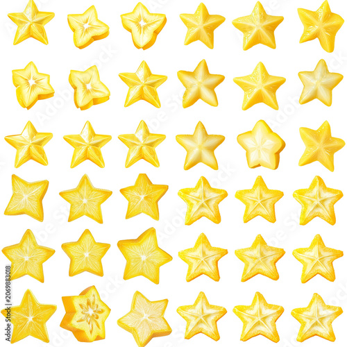 Array of Starfruit Slices: A Detailed, Bright, and Delicious Display