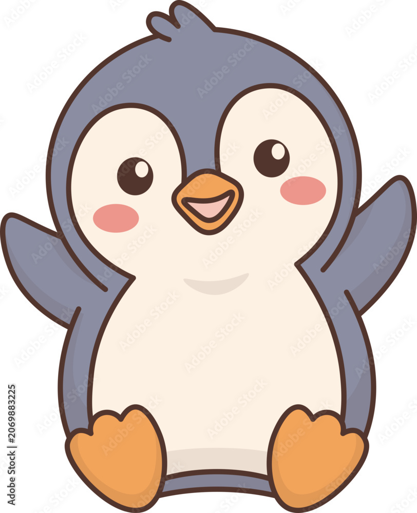 Obraz premium Cute Cartoon Penguin is sitting Illustration vector shape