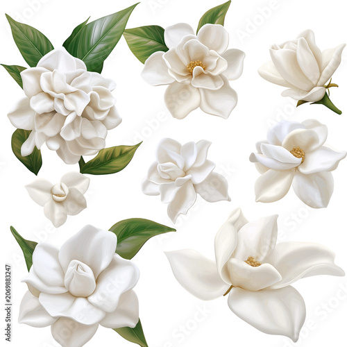 Collection of Exquisite White Gardenias and Magnolias