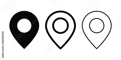 Location pin icon silhouette vector outline and line art