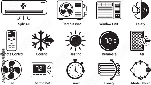 Air conditioner icons represent climate control.