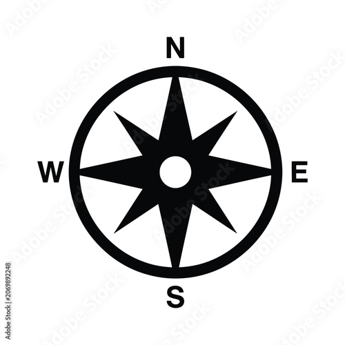 Obraz na plátně Black Compass Rose with Directions