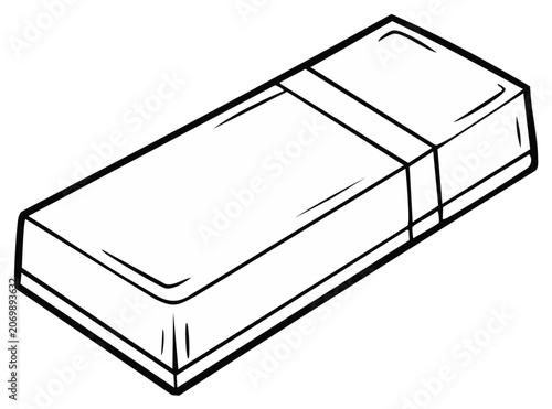 Cartoon outline of a rectangular eraser for school or office use