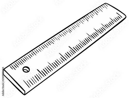 Illustration of a ruler for measuring dimensions and lengths in a classroom setting