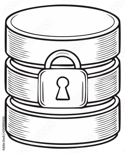 Secure Data Storage Symbol with Padlock and Database Icon