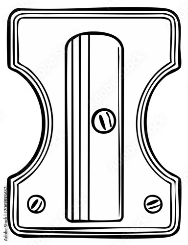 Black and white illustration of a classic pencil sharpener.