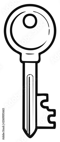 Simple Black and White Vector Key Outline Classic Design for Security Access Concepts