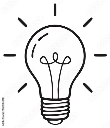 Light Bulb Idea Creative Solution Inspiration Innovation Energy Hand Drawn Sketch