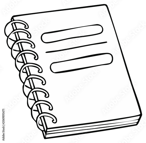 Outlined Sketch Illustration of Blank Spiral Notebook for Creative Notetaking and Writing Projects