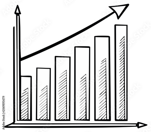 Hand-drawn bar chart showing increasing data and business growth