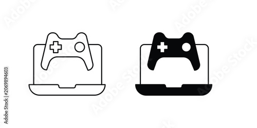 Laptop set icon with white background vector stock illustration